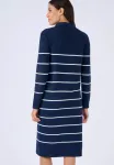 Платье-Свитер col polo rayée Damart, Marine - фото 2