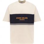 Футболка с принтом логотипа STONE ISLAND, бежевый - фото