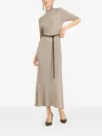 Платье миди с воротником-стойкой Brunello Cucinelli, бежевый - фото 3