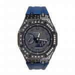 Часы Casio G-Shock Analog-Digital 2100 Series, арт. GA-2100-1A1, темно-синий/черный со стразами - фото