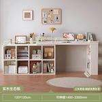 Угловой стол Naijia 120x120 см L-образный с полками, теплый белый - фото