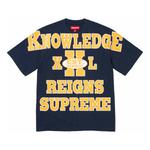 Футболка overprint knowledge s/s top 'navy yellow' Supreme, синий - фото