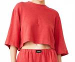 Женский оверсайз топ из френч терри Monrow, Cherry - фото