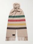 Полосатый шерстяной шарф с бахромой Glacier PENDLETON, бежевый - фото 3