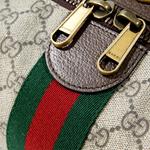 GUCCI Savoy Canvas With Leather Clutch Medium Unisex Ebony/Brown - фото 5