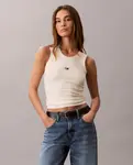 Топ с логотипом для женщин Calvin Klein Jeans, кремовый - фото