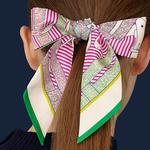 Шёлковый шарф HERMES для женщин зелёный розовый - фото 3