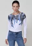 Топ Koroshi Long sleeved top, Blanco White/White - фото 7