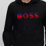 Худи с градиентным эффектом и принтом логотипа HUGO BOSS, черный - фото 6