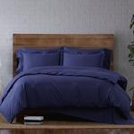 Классический хлопковый комплект пододеяльников Brooklyn Loom, темно-синий - фото