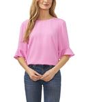 Блуза CeCe Ruffle Cuff Crew Neck Blouse, Bright Peony - фото