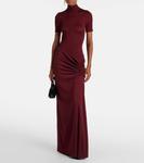 Собранное платье из ребристого трикотажа Christopher Esber, Maroon - фото 2