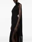 Платье с драпировкой и бахромой Acne Studios, черный - фото 4