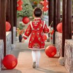 Детское платье с меховым воротником, миди PROTECTCAMEL, red - фото 3