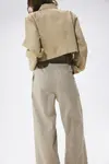 Хлопковые брюки с поясом H&M, бежевый - фото 3