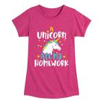 Футболка с рисунком «Единорог съел мое домашнее задание» для девочек 7–16 лет Licensed Character - фото