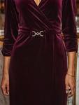 Платье с поясом из бархата Sparkle Sosandar, Burgundy - фото 3