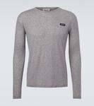 Футболка из хлопкового джерси с логотипом Miu Miu, Grey - фото