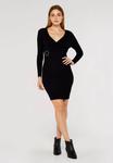 Платье-футляр WRAP MINI Apricot, черный - фото