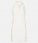 Атласное мини-платье с халтернеем Rotate, Egret - фото