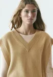 Джемпер с v-образным вырезом и бантом Massimo Dutti, Mustard Yellow - фото 2