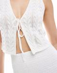 Жилет Bershka с завязкой спереди, белый - фото 3