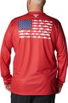 Columbia Men's Standard Terminal Tackle PFG Fish Flag LS, Red Spark/White, Large - фото 7