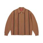 Свитер Supreme Stripe Zip Up Polo Sweater, Tan - фото
