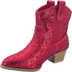 Ботильоны ABSOLEX с крупным каблуком и стразами, Red - фото 3