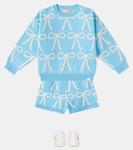 Шорты вязаные хлопковые Bows Tinycottons, Dusty Blue - фото 2