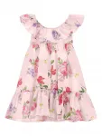 Платье с оборками и цветочным принтом Monnalisa, розовый - фото