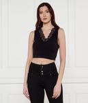 Майка-топ женский Guess Jeans укороченный с кружевом, черный - фото