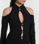 Платье миди из крепа, украшенное кристаллами Rasario, черный - фото 4