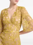 Платье миди с цветочной вышивкой Elie Saab, желтый - фото 4