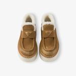 Лоферы замшевые Prada с логотипом, коричневый - фото 2