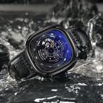 KANGOL Часы Black Friday Automatic Mechanical Movement Genuine Leather Strap Watch Men's Watch Cut-Out Dial - фото 7