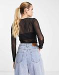 Черный укороченный сетчатый топ с длинными рукавами ASOS DESIGN Tall - фото 4