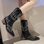 Женские западные ботинки MRKEWUNEY, 30 Black - фото 4