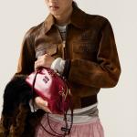 Куртка из вощеной замши MIU MIU, коньячный - фото 4