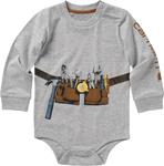 Carhartt Baby Girls' Long-Sleeve Bodysuit, Grey Heather - фото