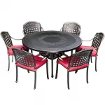 Комплект садовой мебели: 2 стула с квадратной решеткой + подушки, стол круглый, 66 см - фото 6