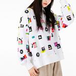 Свитер full print logo loose round neck pullover hoodie white Puma, белый - фото 4