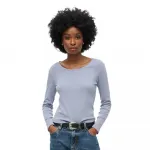 Лонгслив Superdry Fine Rib Scoop, синий - фото