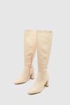 Кремовые сапоги до колена на толстом каблуке Schuh, бежевый - фото 3