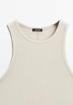 Футболка Massimo Dutti RIBBED HALTER, Beige - фото 8