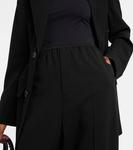 Широкие шерстяные брюки средней посадки с логотипом BALENCIAGA, черный - фото 4