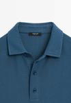 Поло Massimo Dutti TEXTURED SHORT SLEEVE POLO NECK, Mottled Dark Blue - фото 7