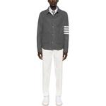 Полосатый детализированный жакет на пуговицах THOM BROWNE, серый - фото 4