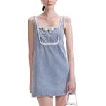 Мини-платье Bow Denim Self-portrait, синий - фото 3