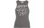 Рибленый топ Sun print GANNI, серый - фото 3